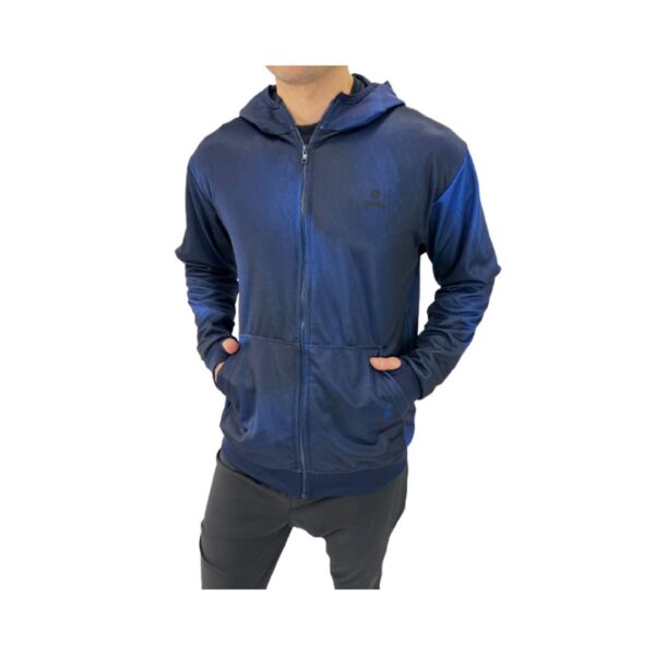 Campera con Capucha Yazuka Kotal Hombre Azul Petroleo Negro